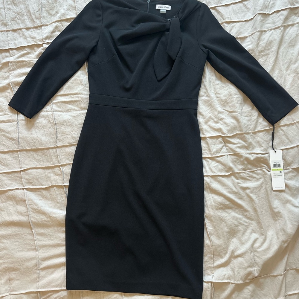 Calvin Klein Scuba-Crepe Bow-Neck Sheath Dress size 4